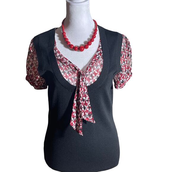 Ann Taylor Loft Red & Black sweater vest - Picture 1 of 4